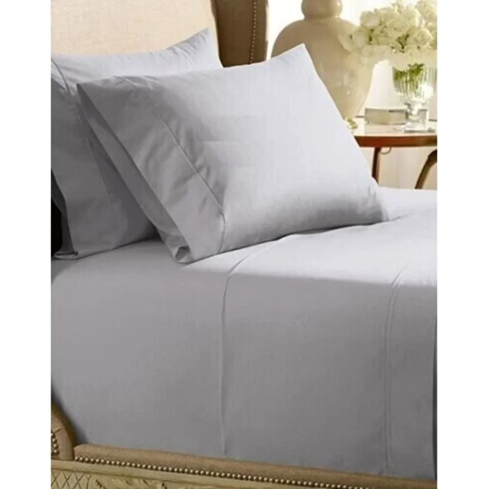 Ralph Lauren Home 464 Thread Count Percale‎ Flat Sheet  Queen Pale Flannel Grey